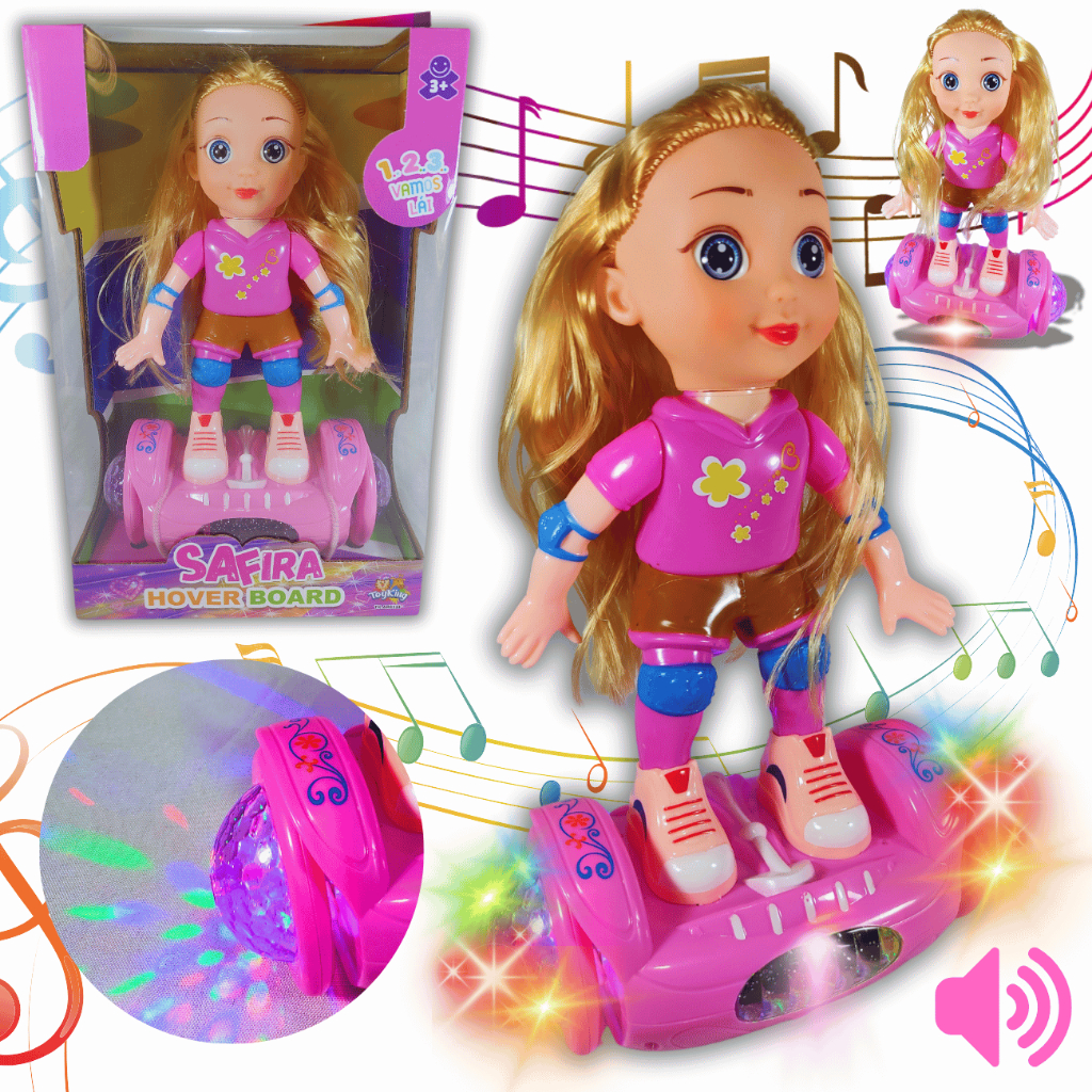 Boneca Dance Hoverboad Skate Patinadora C/ Musicas e Luzes Bate e Volta Giratótia 360 graus Lovely em Oferta na Shopee