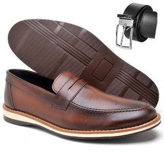 Mocassim Oxford Masculino Elegante Calce Fácil Loafer Confortavel Moderno Social + Cinto