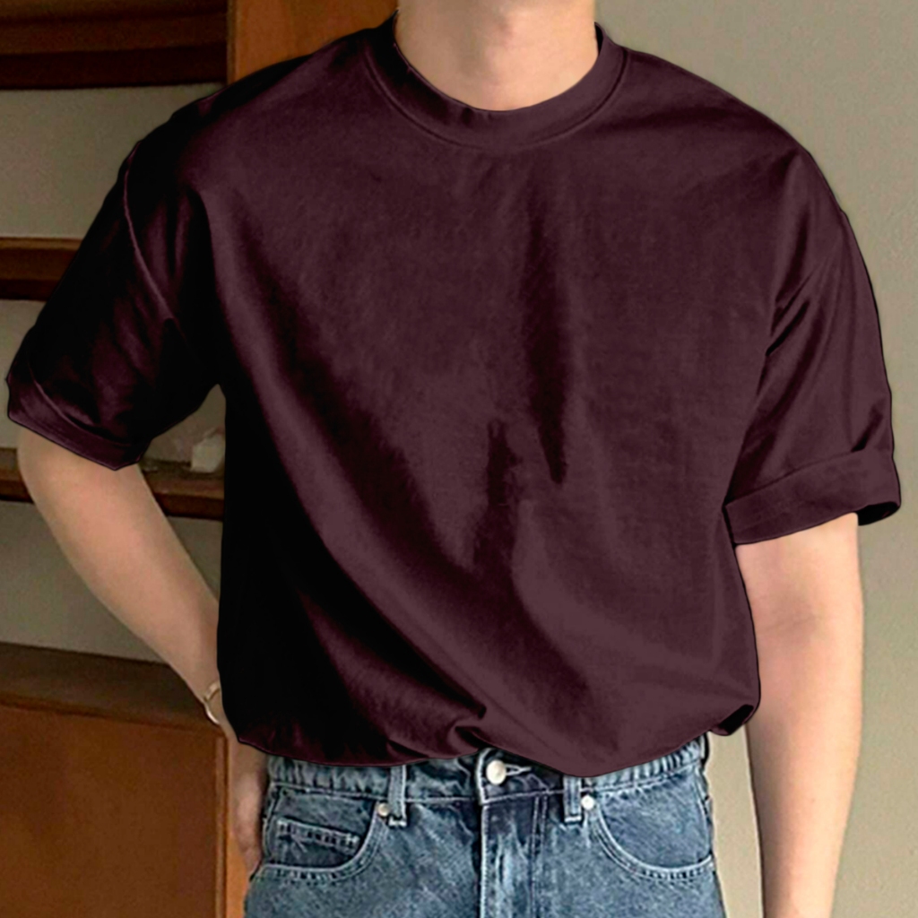 Blusa Masculina Vinho Oversized Longa Esportiva Lisa Frente Costa Camiseta Larga Confortável Unisse