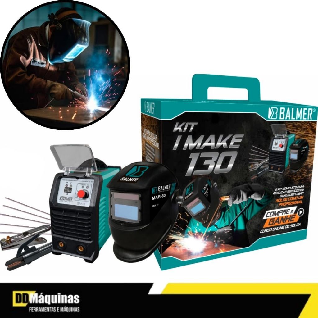Combo Máquina Inversora de Solda e Máscara Bivolt - Kit I-Make- Balmer em Oferta na Shopee