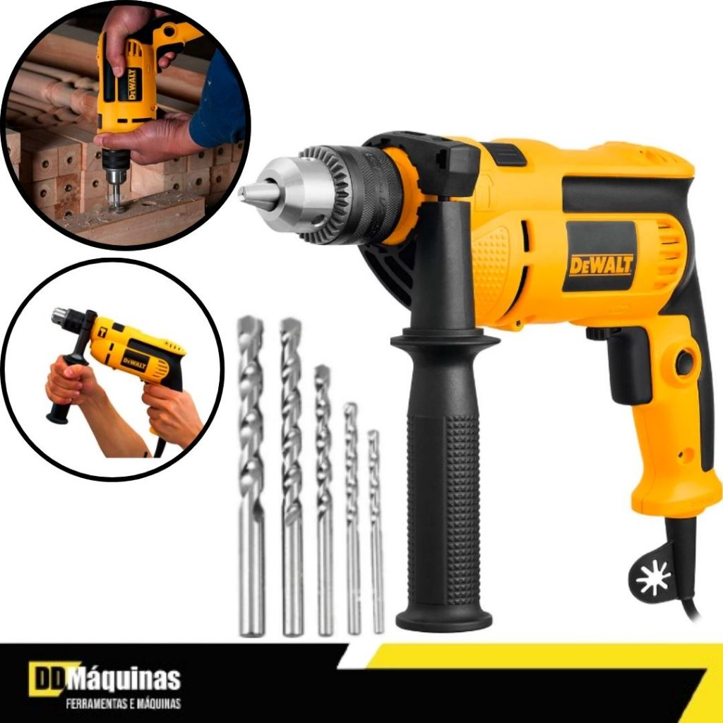 Furadeira de impacto 220v + kit com 05 brocas - Dewalt