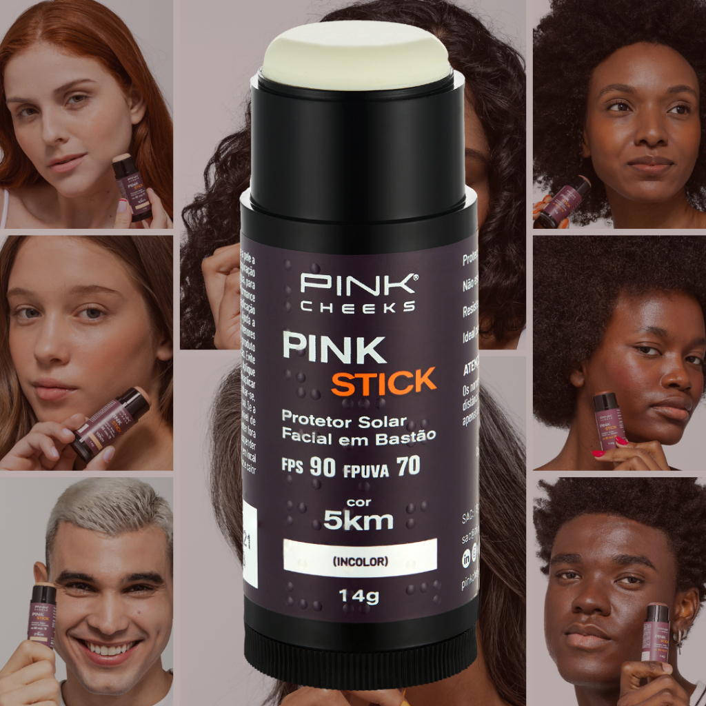 Protetor Solar com Cor FPS90 FPUVA70 em Bastão PINK CHEEKS Original - Beauty