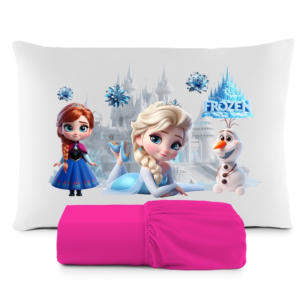 JOGO DE LENÇOL SOLTEIRO INFANTIL  FROZEN, ELSA E ANA QUARTO MENINA  FRONHA TRAVESSEIRO 2 PEÇAS em Oferta na Shopee