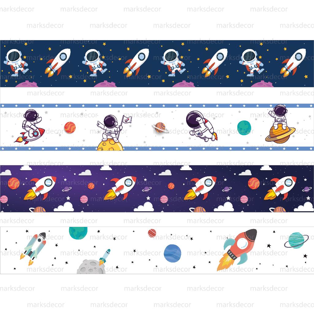 Faixa Adesivo de Parede Infantil Astronauta Papel De Parede Infantil Decoração Para Quarto Menino em Oferta na Shopee