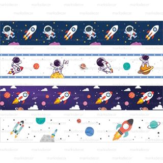 Faixa Adesivo de Parede Infantil Astronauta Papel De Parede Infantil Decoração Para Quarto Menino em Oferta na Shopee