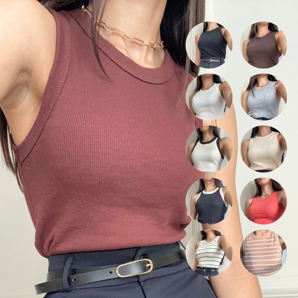 Regata Feminina em Ribana Canelada Blusinha Básica