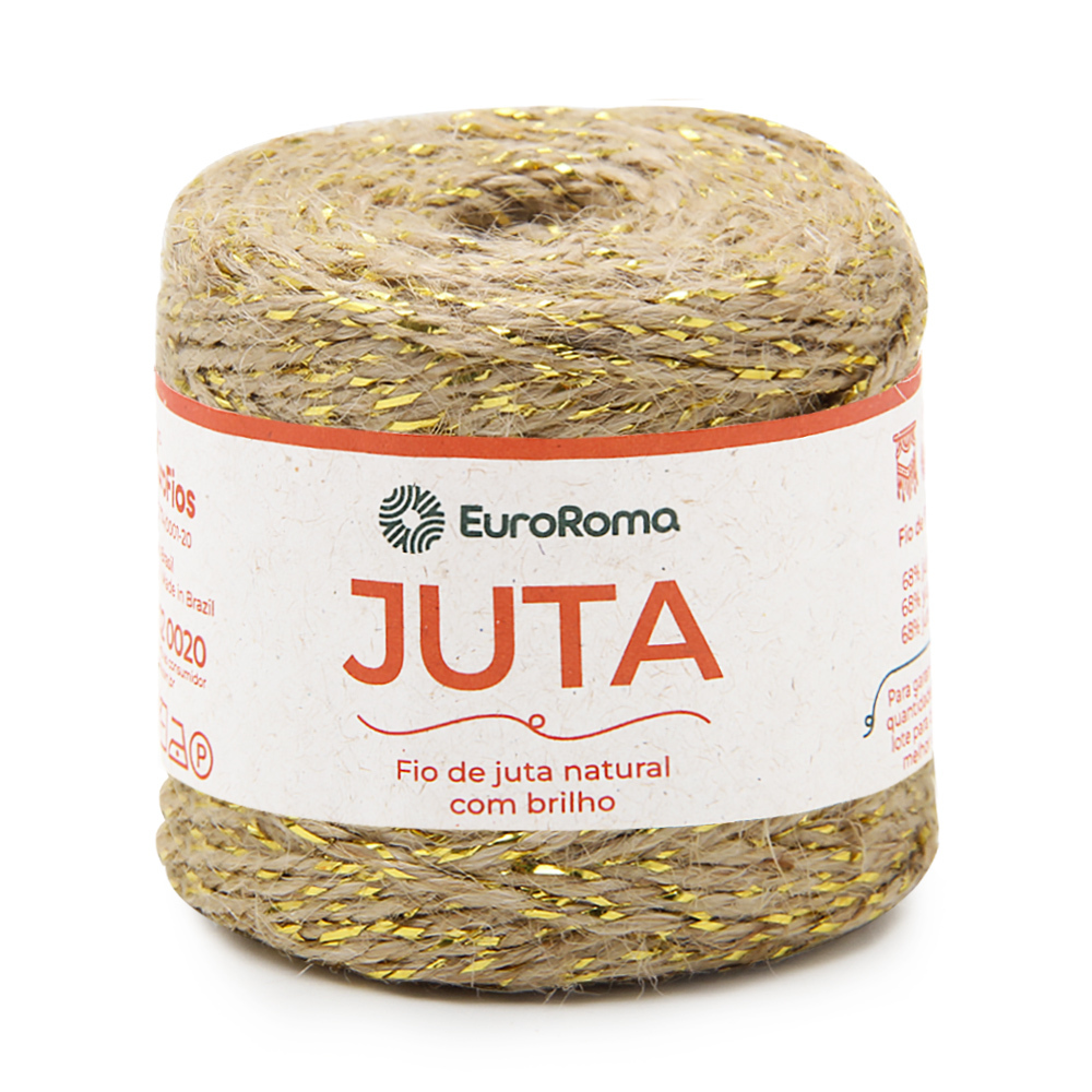 Barbante de Juta EuroRoma Natural com Brilho 10/4 77mts TEX 1430