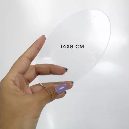 Base Acrílica Transparente Oval 14x8 cm - Kit 3 Unidades para Artesanato, Decoração e DIY