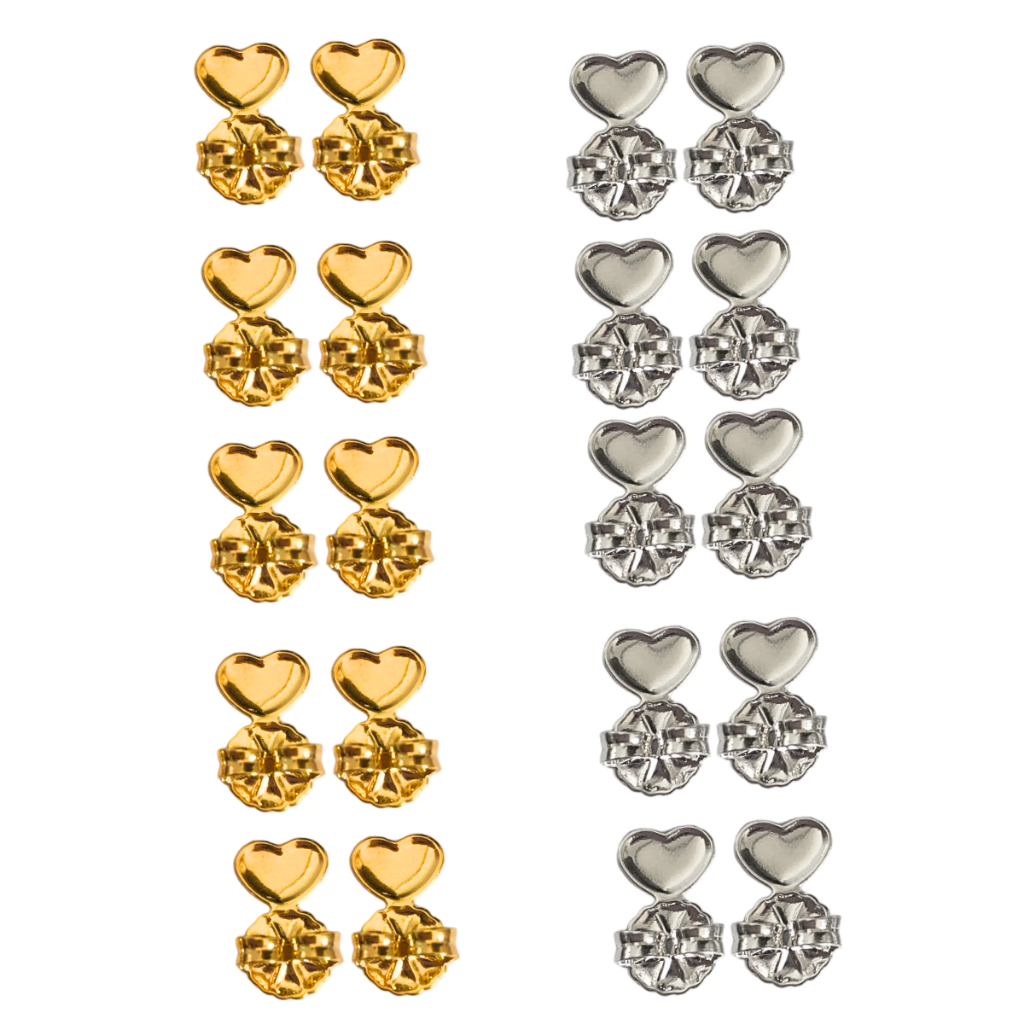 20 Peças de Tarraxa de Brinco Tarracha Mágica Para Orelha Rasgada Earcuff Banhadas a Ouro e a Prata