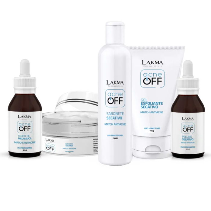 Lakma Kit Acne Off Trata Acne, Comedões E Oleosidade Lakma + Necessaire - (5 Produtos)