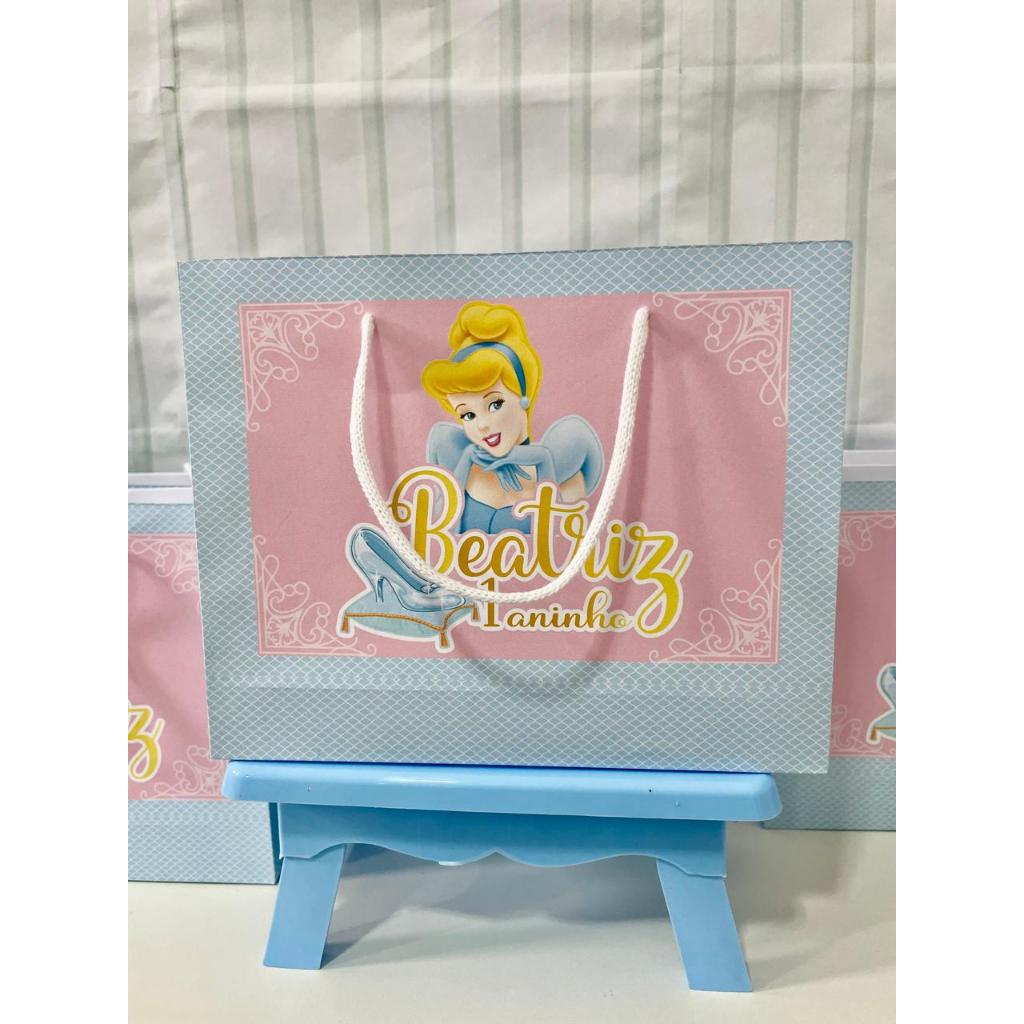 10 Sacolinhas Personalizadas Festa Cinderela, princesa Personalizado Com Nome e Idade