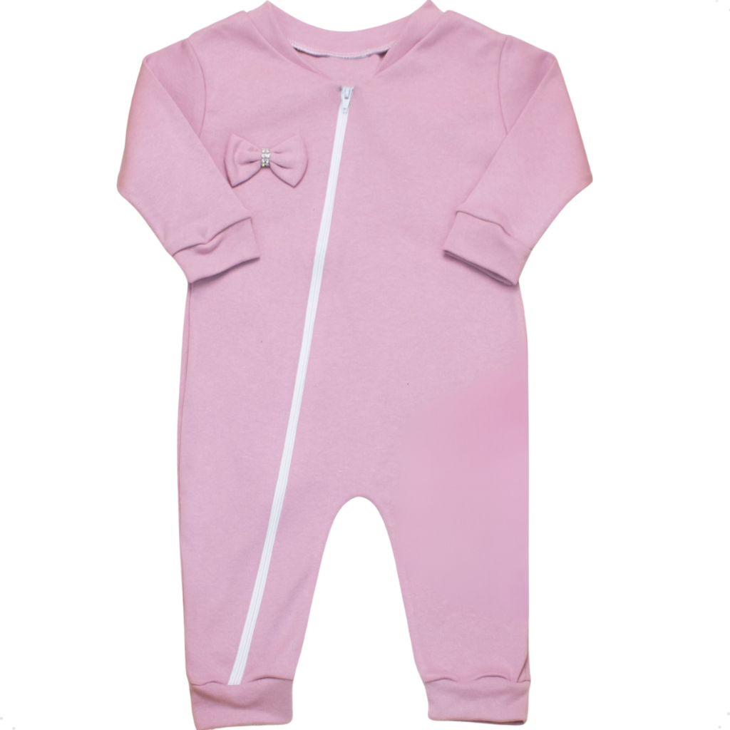 Macacão de Bebe Menina com Ziper 100% Algodão com Detalhe Lacinho Maternidade Roupa de Bebê Menina