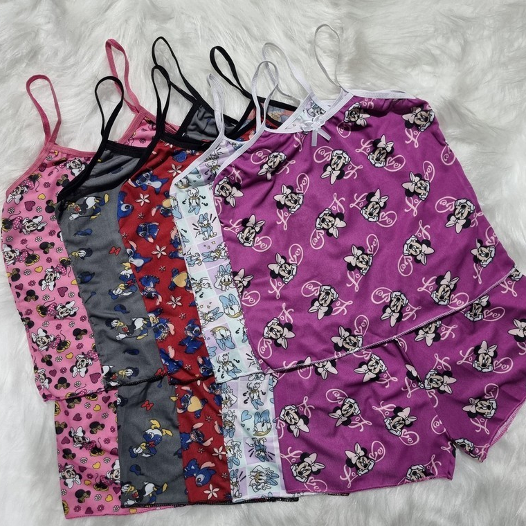 Kit 5 Pijamas Infantil Baby Doll Estampado com Short Roupa de Dormir