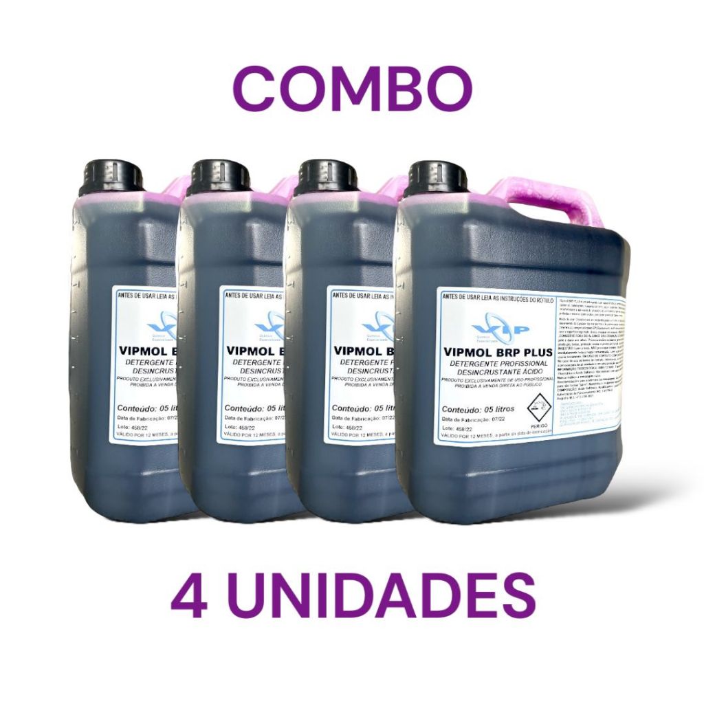 COMBO - 20L LIMPA BAU (04 X 05 Litros) - DESINCRUSTANTE ACIDO CONCENTRADO -VIPMOL BRP