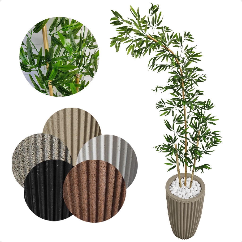 Bambu Curvo Artificial Mosso Torto Grande Vaso Decoração