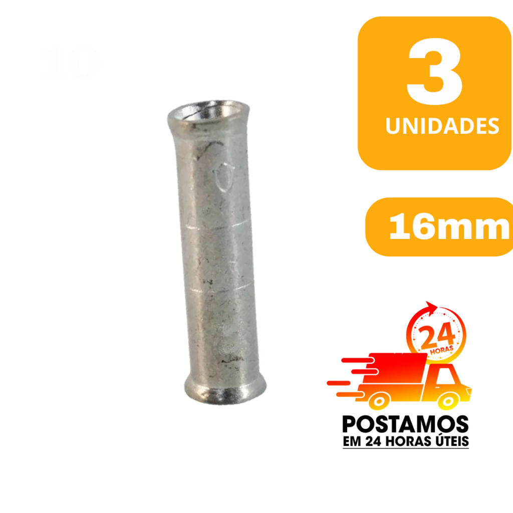 3 Luva de Emenda Tubular de Compressão para cabo 16mm  ( 3 UNIDADES)