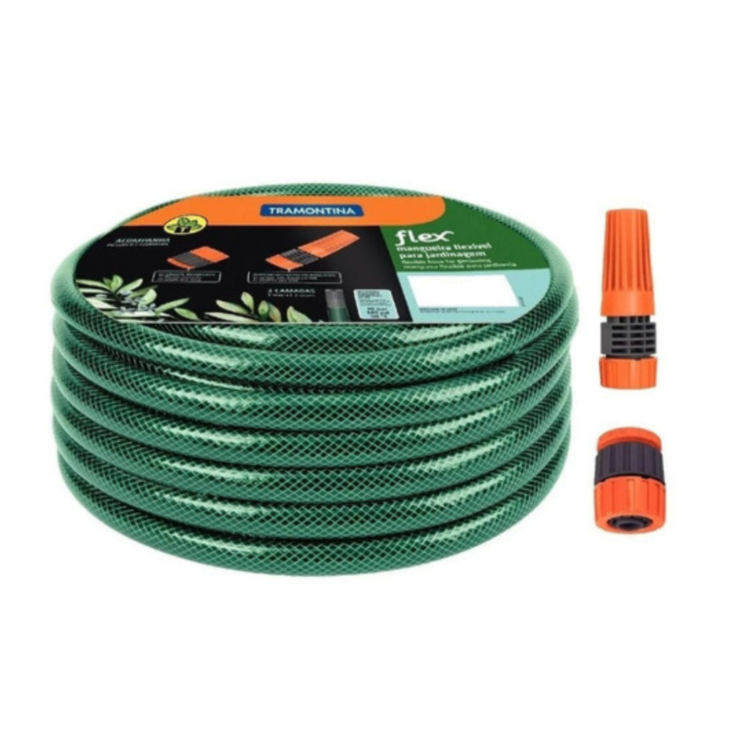 Mangueira Flex 20m,30m Jardim Com Kit Esguicho Tramontina