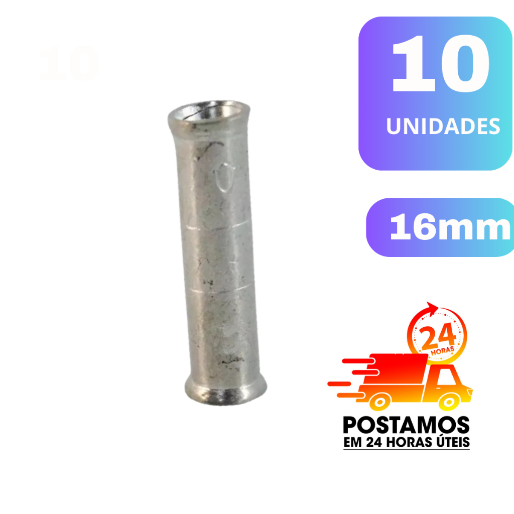 10 Luva de Emenda Tubular de Compressão para cabo 16mm ( 10 UNIDADES)