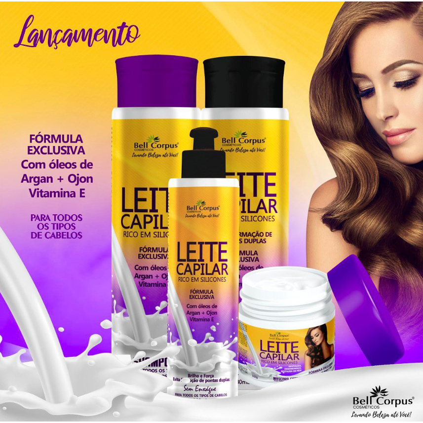 Kit Capilar Leite Capilar Tratamento Cabelos de Salão Revitaliza Bell Corpus - 4 itens - PROMOÇÂO