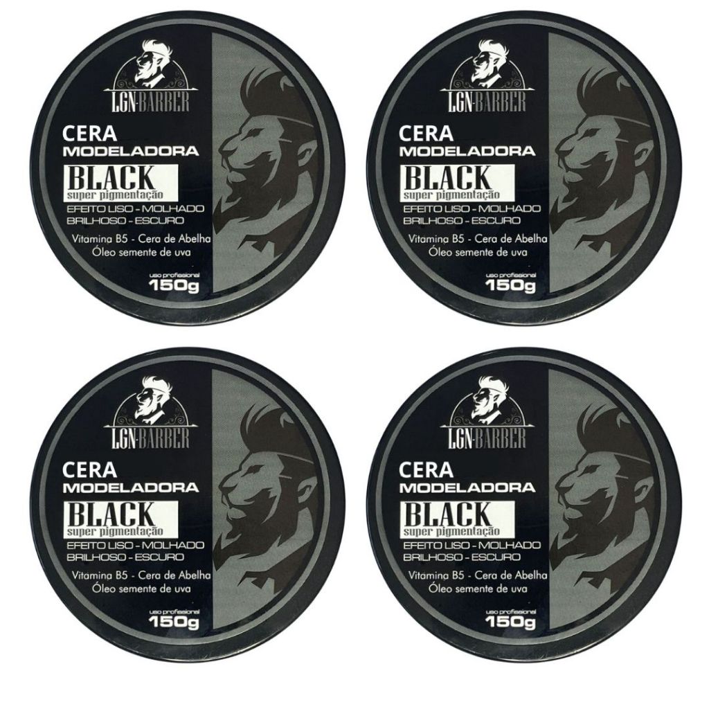 4Un Cera black mega pigmentação modelador capilar p/ pentear 150g - LGN Barber (uso masculino)