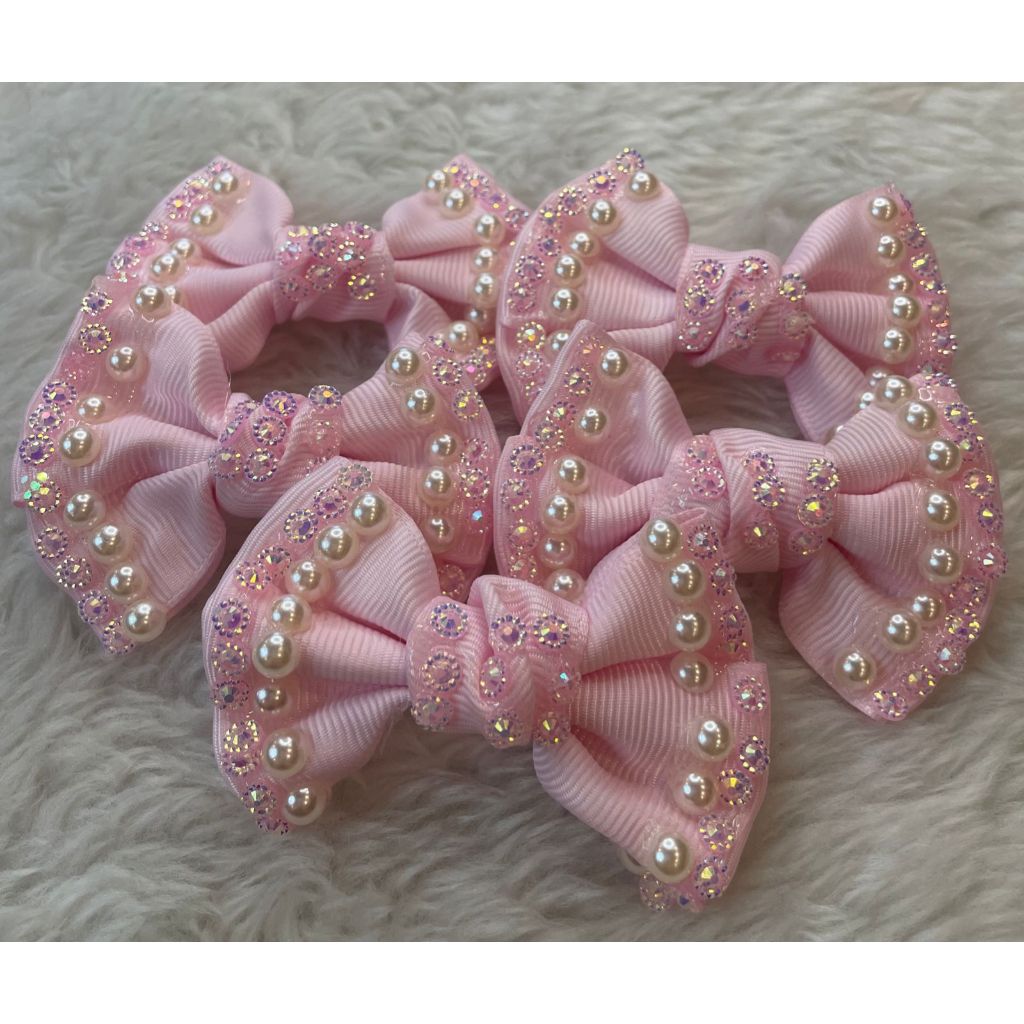 Apliques para Laço com Perola kit 10 pçs laço infantil Presilhas