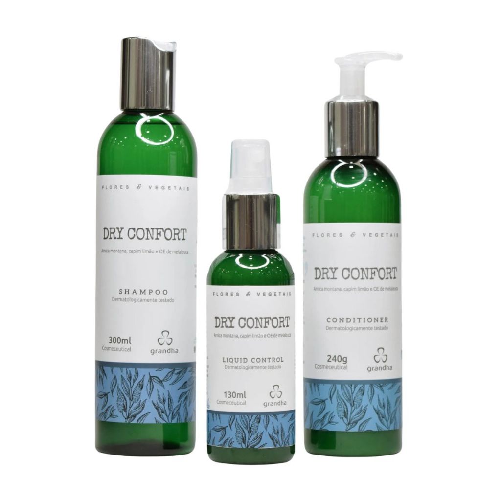 Dry Confort Grandha Flores E Vegetais Controle Caspa Kit C3 em Oferta na Shopee