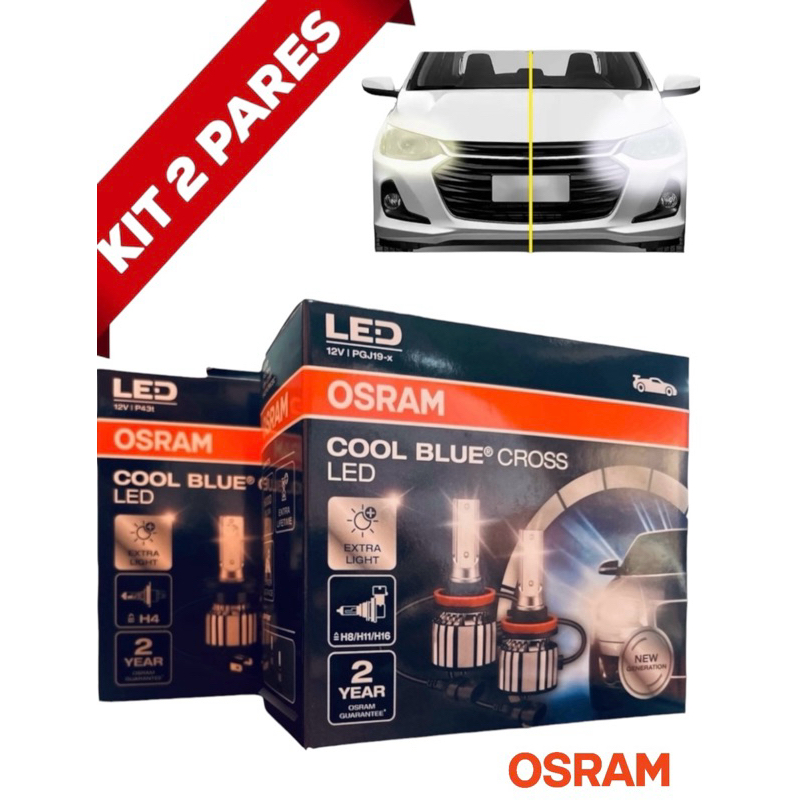 Kit Super Led Osram H4 E H11/H8/H16 6000K - Cool Blue Cross