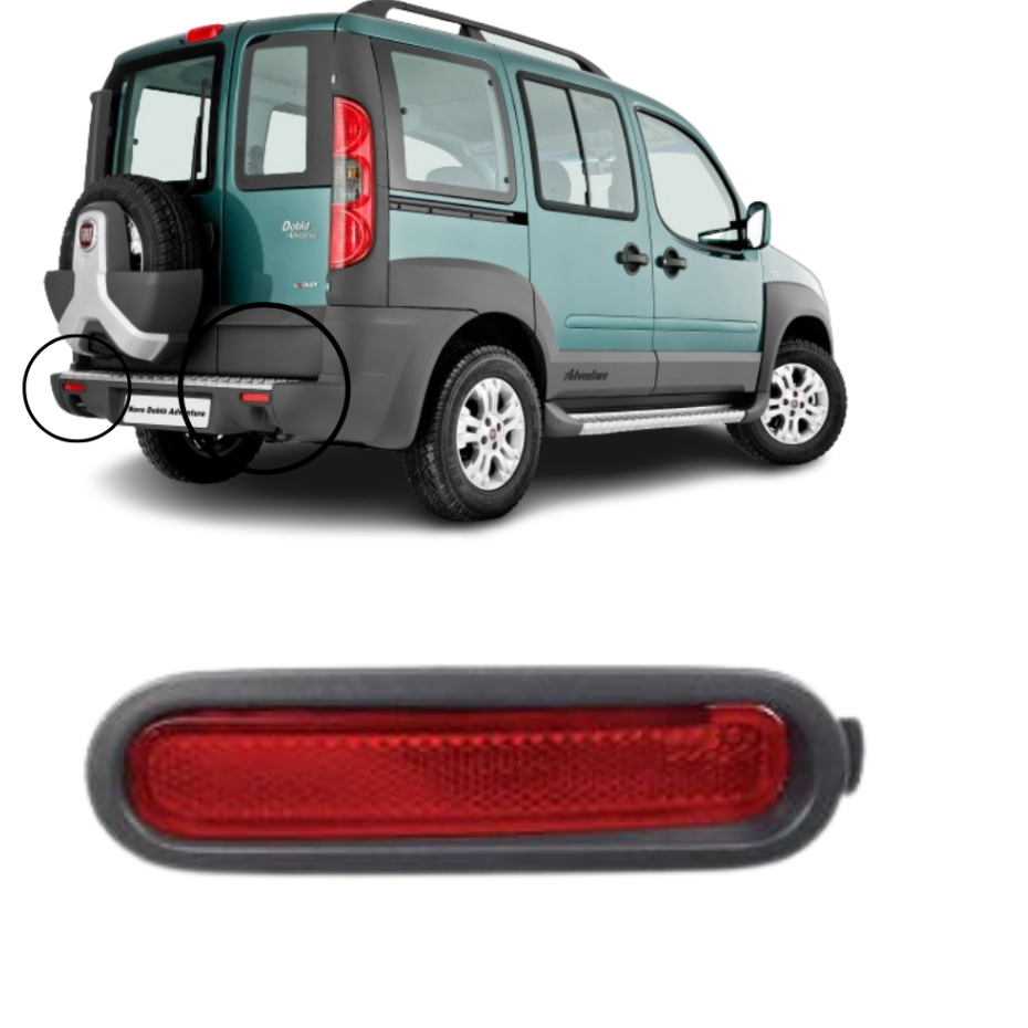 Refletor Lanterna Para-Choque Traseiro Doblo Adventure 2010 a 2021 Olho de Gato