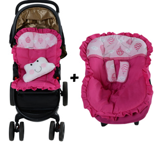 Kit Capa De Carrinho + Capa Bebe Conforto Acolchoadas Macias Balões Pink em Oferta na Shopee