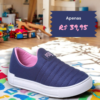 Tênis Calce Fácil Infantil Sola Reta Escolar Leve Confortável Menino Menina Feminino Masculino em Oferta na Shopee