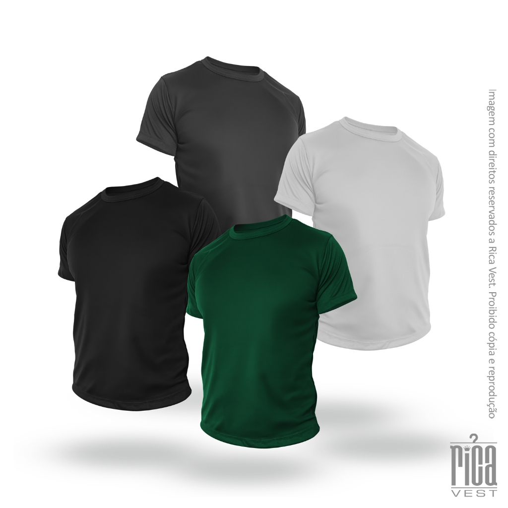 Kit 5 Camisetas Básicas Masculina Dry Fit Lisa Tradicional