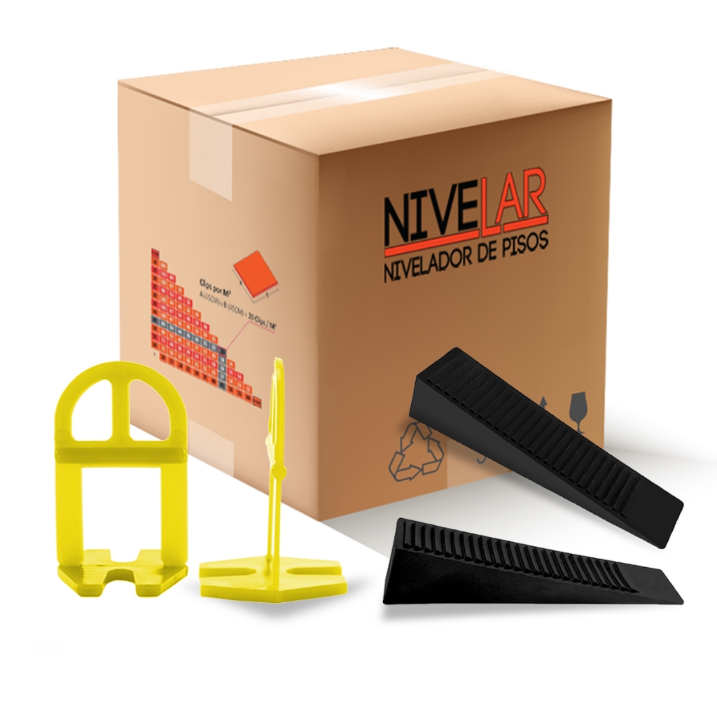 Kit Nivelador de Pisos, Porcelanatos e Revestimentos SLIM - 200 Clips +50 Cunhas
