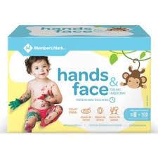 Toalhas Hands & Face Lenços Umedecidos Members Mark caixa 5 pacotes de 20 unidades cada