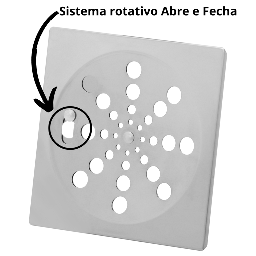 Ralo Grelha 10x10 Quadrado Inox Abre e Fecha — imagem 2 de 2