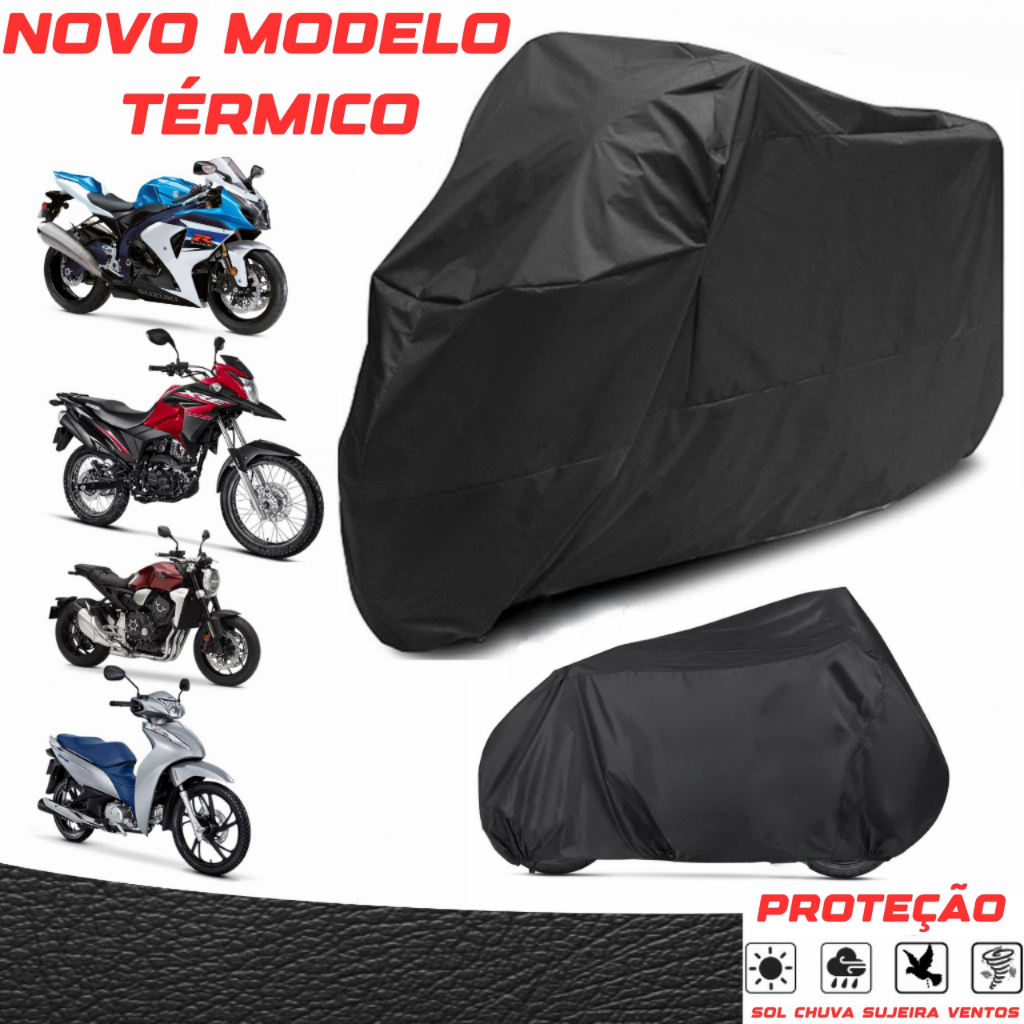 Capa Protetora Moto UV Block - Forrada Impermeável Resistente - Material Couro Napa - Sol e Chuva em Oferta na Shopee