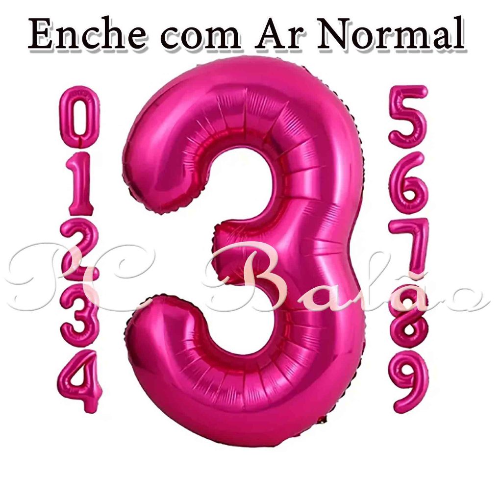 Balão Metalizado Número 40CM PINK