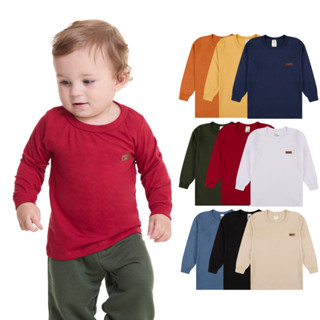 Kit 5 Camisetas Manga Longa Infantil Bebê Menino Básica Lisa Tamanho 2 ao 10 em Oferta na Shopee