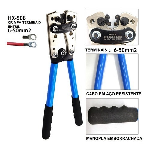 Alicate Crimpador 50mm Prensa Terminal Compressão De 6 Até 50mm2 Hx-50b Original Exbom em Oferta na Shopee