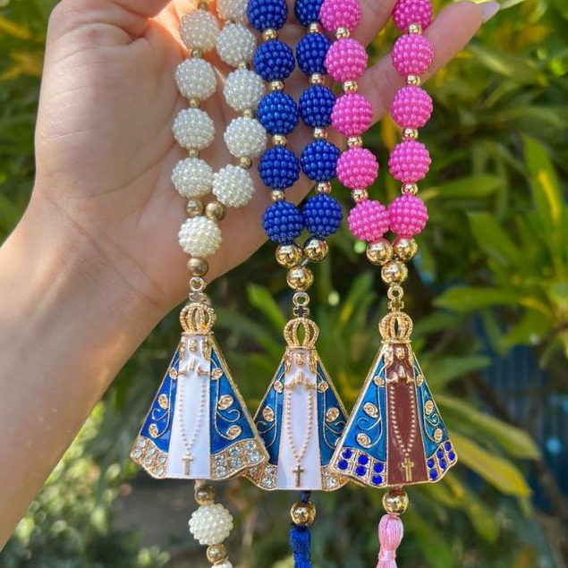 Terço Dezena Religiosa Nossa Senhora Aparecida Decoração Para Carro Casa Proteção em Oferta na Shopee