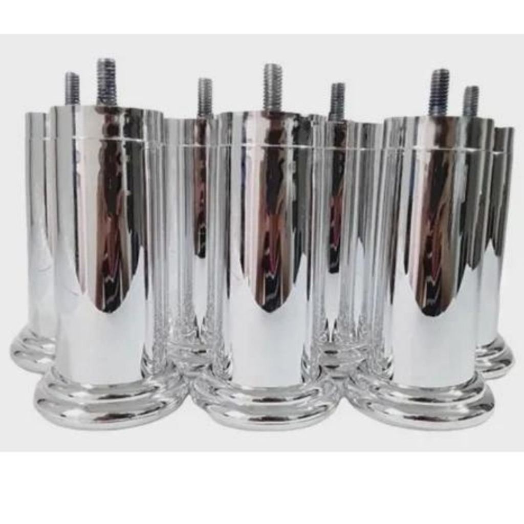 Pé Pezinho Prateado C/6 com Unidades para Cama Box 10cm - Toque Elegância e Estabilidade para seus móveis em Oferta na Shopee