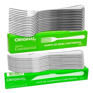 Jogo Aço Inox Mesa 24 Peças 12 Garfos 12 Facas Buffet Restaurante Lanchonete Original Line em Oferta na Shopee