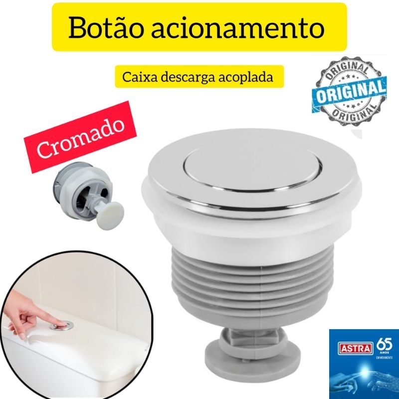 Botão Reparo Acionamento Simples Caixa de descarga Acoplada Acabamento celite Cromado Universal Deca em Oferta na Shopee