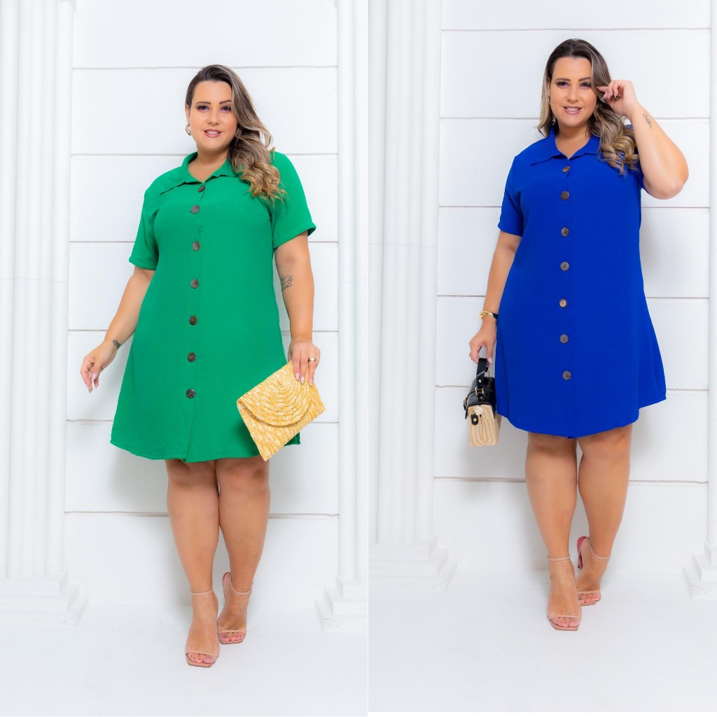 Vestido Feminino Chamise plus Size Manga Curta Lindo Para Verao em Oferta na Shopee