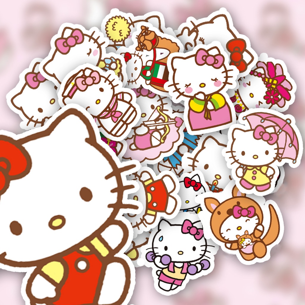 Mini Adesivos Hello Kitty (Sanrio) 3 a 5cm - Pacote Figurinhas Stickers Pack