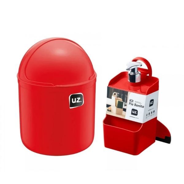 Porta Detergente Dispense + Rodinho + Lixeira Pia Cozinha Utilidade Esponja UZ