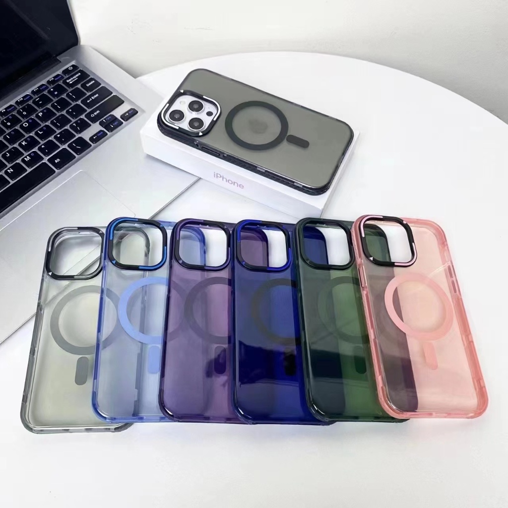 Capa de celular magnética com padrão de orelha de trigo de camada dupla com filme para iPhone 15 14 13 12 11 Promax