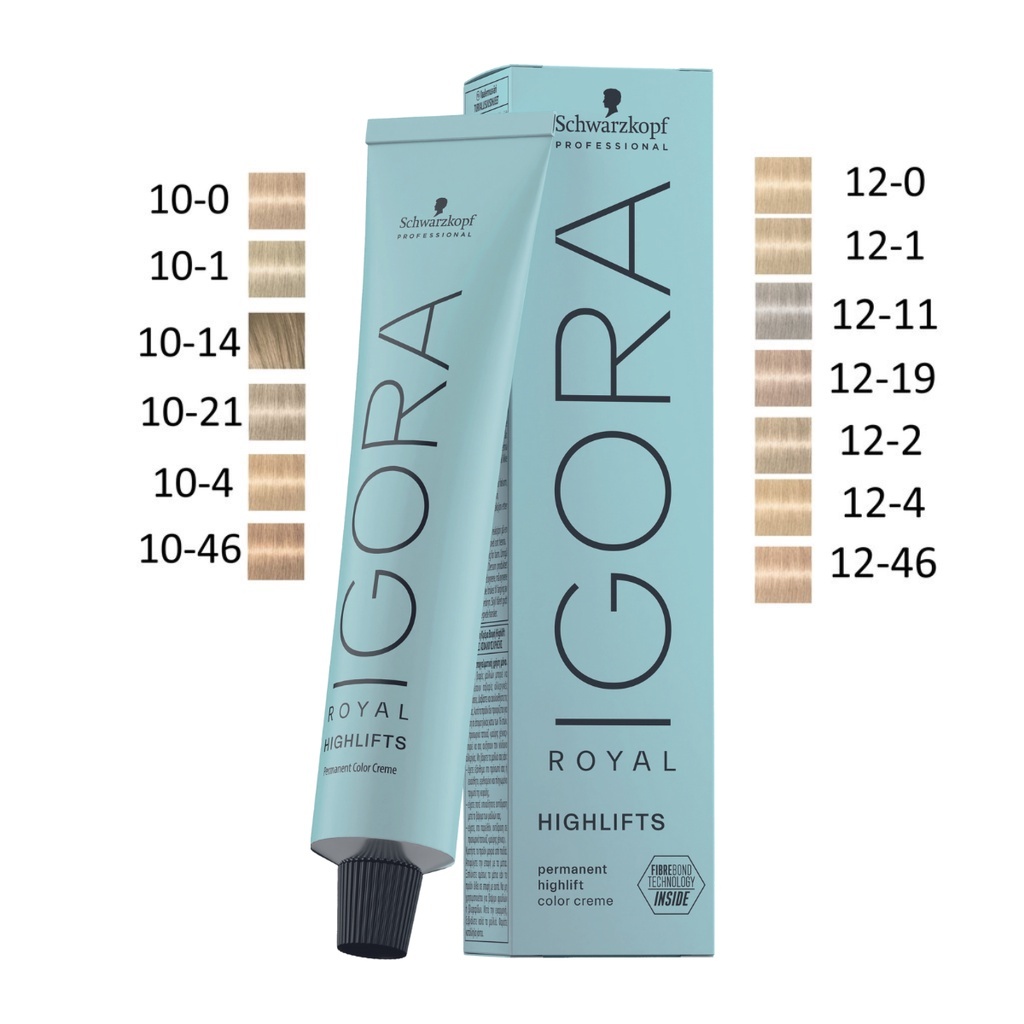 Coloração Tintura Permanente Schwarzkopf Igora Royal Highlifts 60g 10,0 / 10.1 / 12.0 / 12.1 / 12.11 /12.19 - Escolha