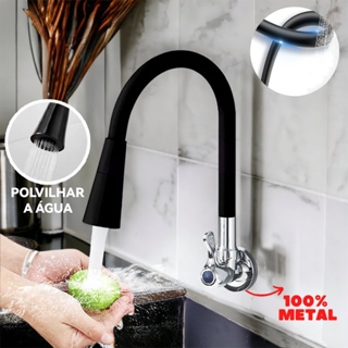 Torneira Gourmet Flexível Cozinha Parede preto/Prateado em Oferta na Shopee