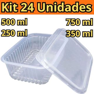 24 Potes de Plastico Retangular Marmita 500 ml Microondas Freezer Marmita Fit em Oferta na Shopee