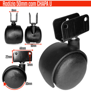 Kit Rodizio Rodinha 50mm com Chapa U 19mm Preto Reforçado 2/4/5/10 Peças em Oferta na Shopee